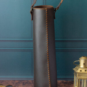 Porte bouteille en cuir marron